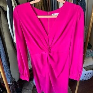Amanda Uprichard Hot Pink Twist-Front Dress